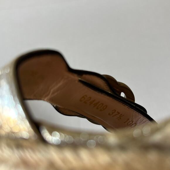 Gucci Aitana GG Marmont Espadrille Platform Wedge Heel Sandals Gold Size EU 37.5 - Picture 12 of 13